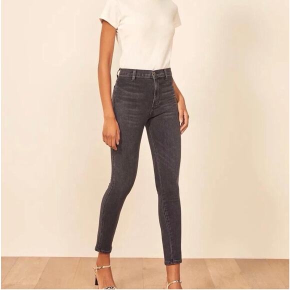 Reformation Jeans Size 31 Washed Black May High & Skinny Grunge Skater - Picture 9 of 9